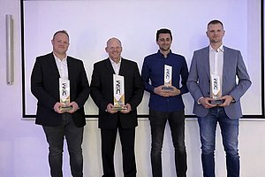Sieger DSM: Die Top 5 platzierten der Deutschen Slalom Meisterschaft 2025 (v.l.: Nico Düe, Lars Bröker, Sven Seidel, Julian Schäffer; nicht anwesend: Dominik Tiehmann)